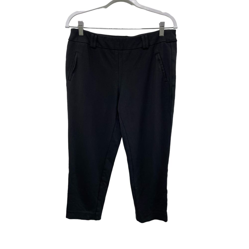 Zac & Rachel Knit Mid Rise Straight Cropped Pants Pull On Black Womens Sz Medium